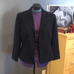 Navy blue/white polka dots women’s suit jacket